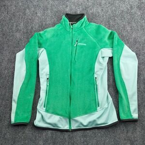 Patagonia Jacket Womens Medium Green R2 Polartec Thermal Pro Fleece Full Zip